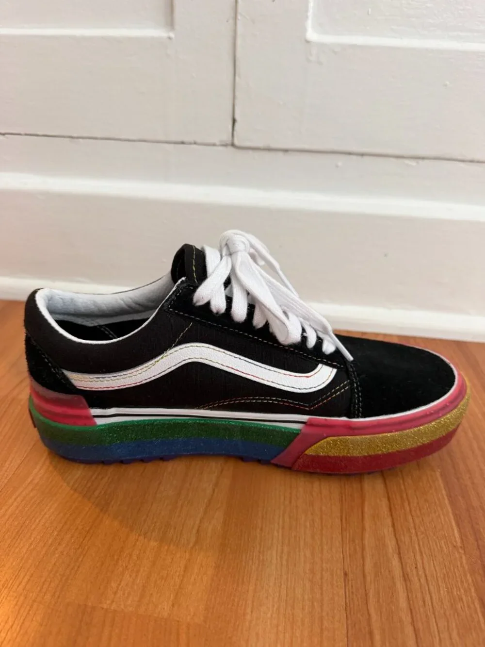 Vans Old Skool Unisex Stacked Rainbow Platform Size 7 (Men's) / 9.5 (Women's)